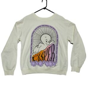 Casper The Friendly Ghost Sweatshirt Juniors L Cream Seeing Is Believing Graphic